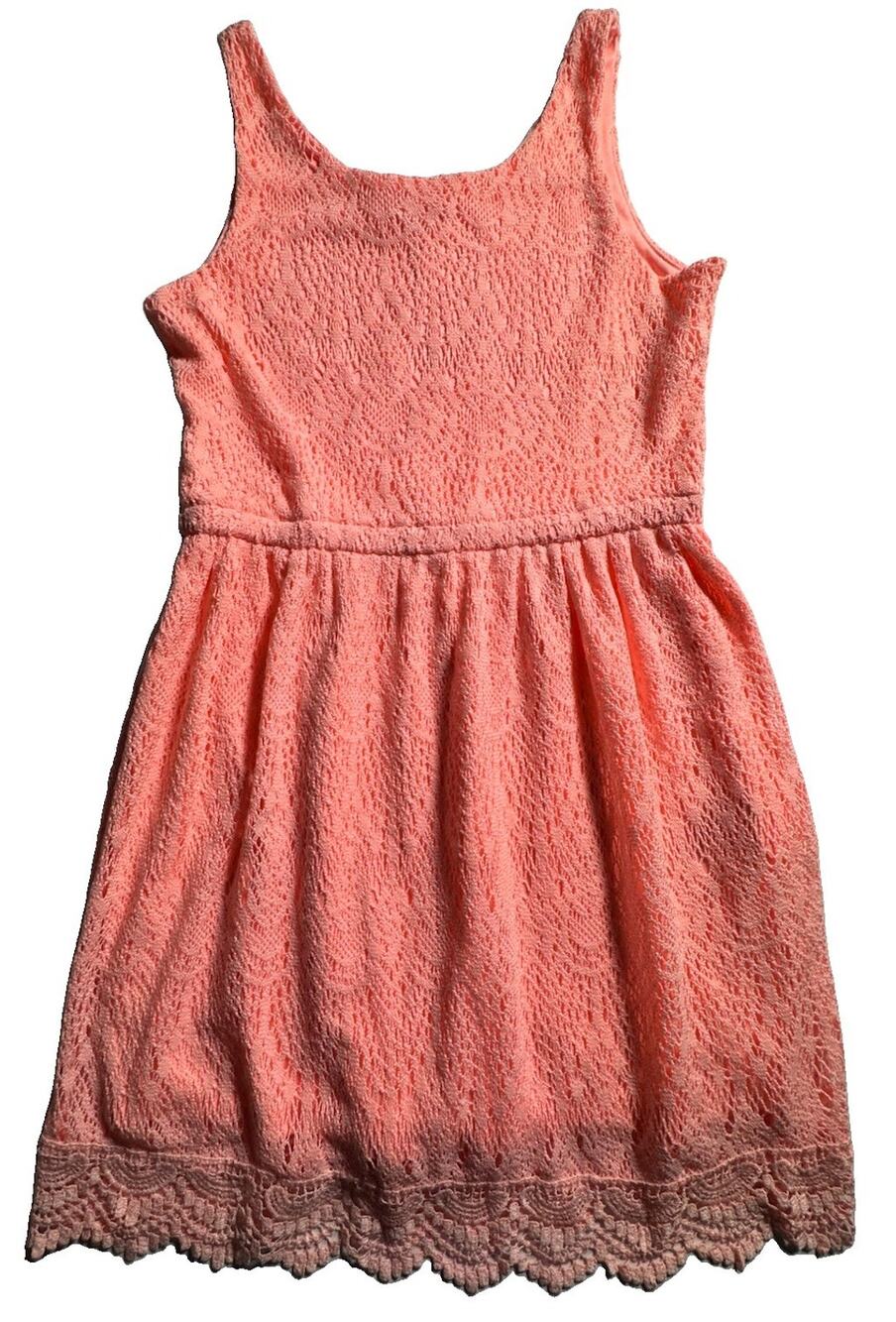 H&M Girls 10-12Y Coral Pink Lace Sleeveless Dress NWT